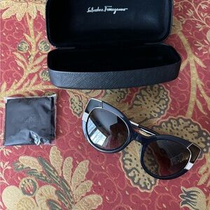 Salvatore Ferragamo Black and Gold Sunglasses